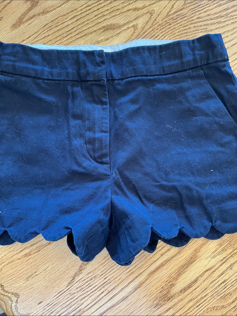 Crewcuts Navy Scallop-Hem High Waist Shorts